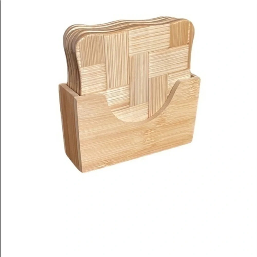 Bamboo Coaster Set of 6 with Coaster Holder